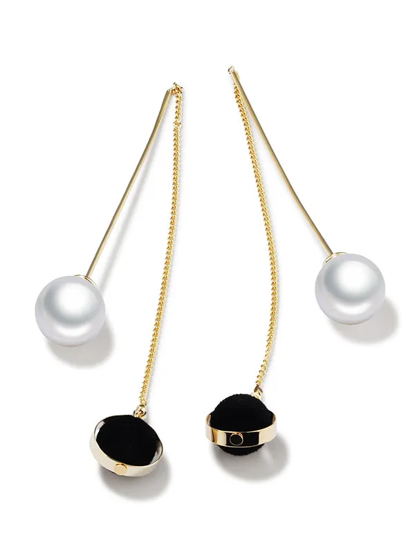 Pearl Tassel Hairball Temperament Earrings
