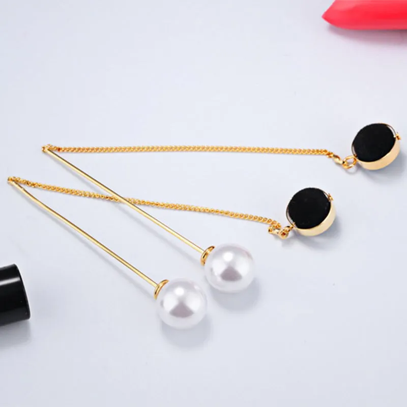 Pearl Tassel Hairball Temperament Earrings
