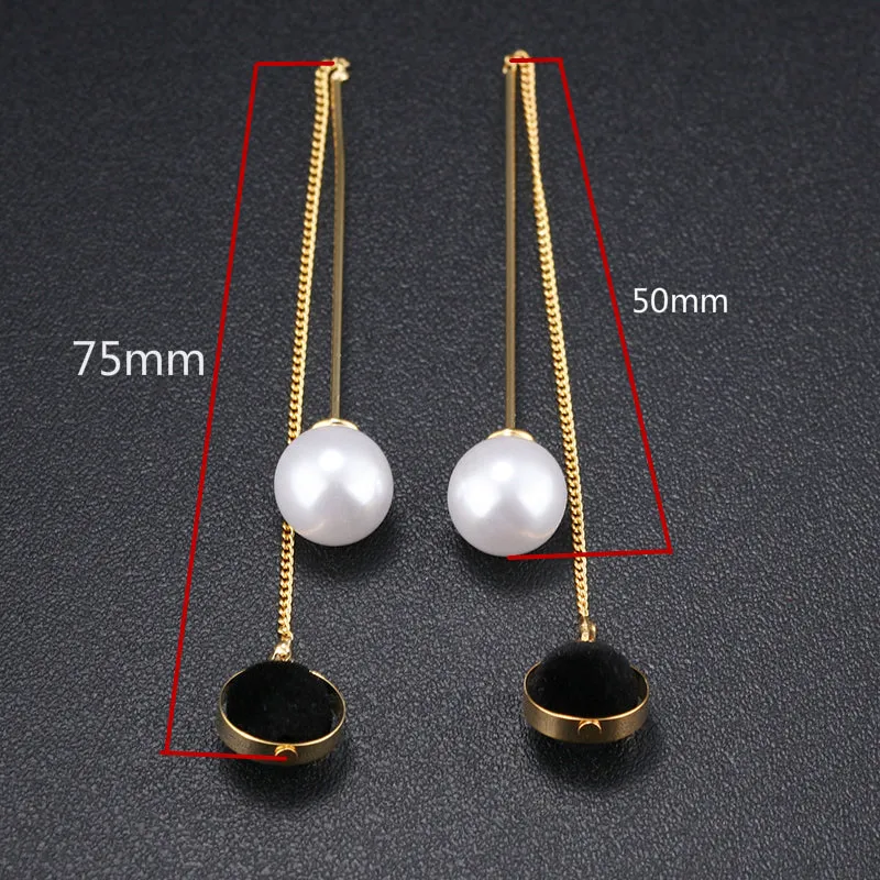 Pearl Tassel Hairball Temperament Earrings