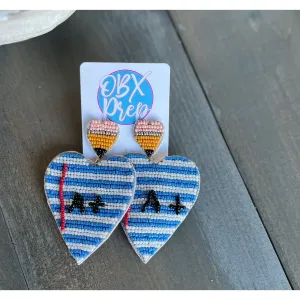 Pencil and Paper Teacher Seed Beaded Drop Earrings