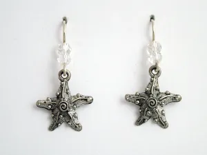 Pewter & Sterling silver starfish w/ spiral earrings-ocean-coast- sea, star fish