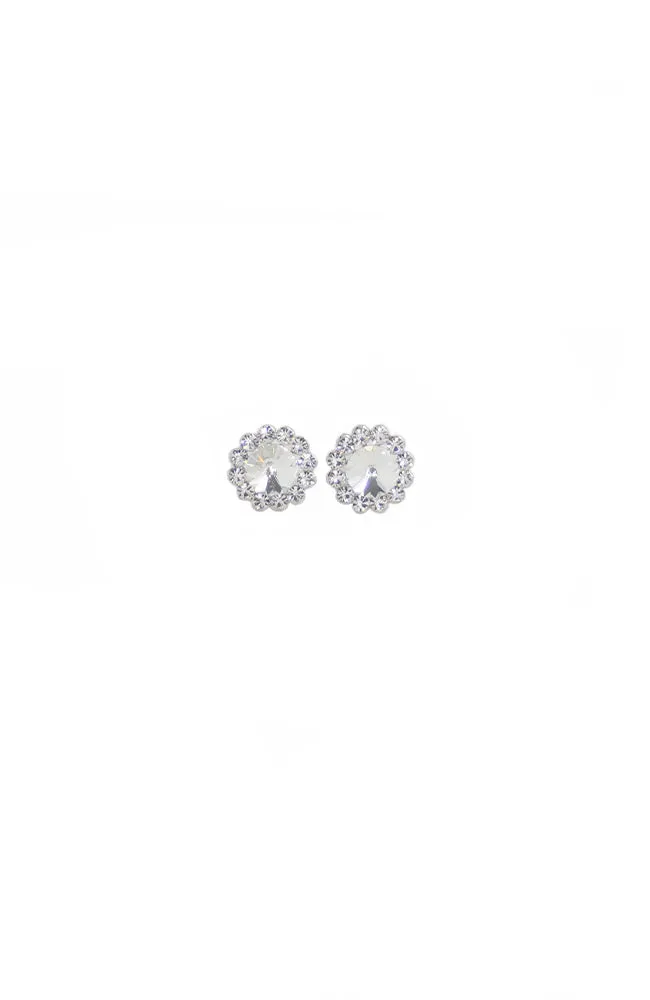 Pierced Crystal Flower Earring