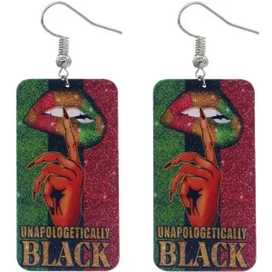 Pink Green Unapologetically Black Wooden Earrings