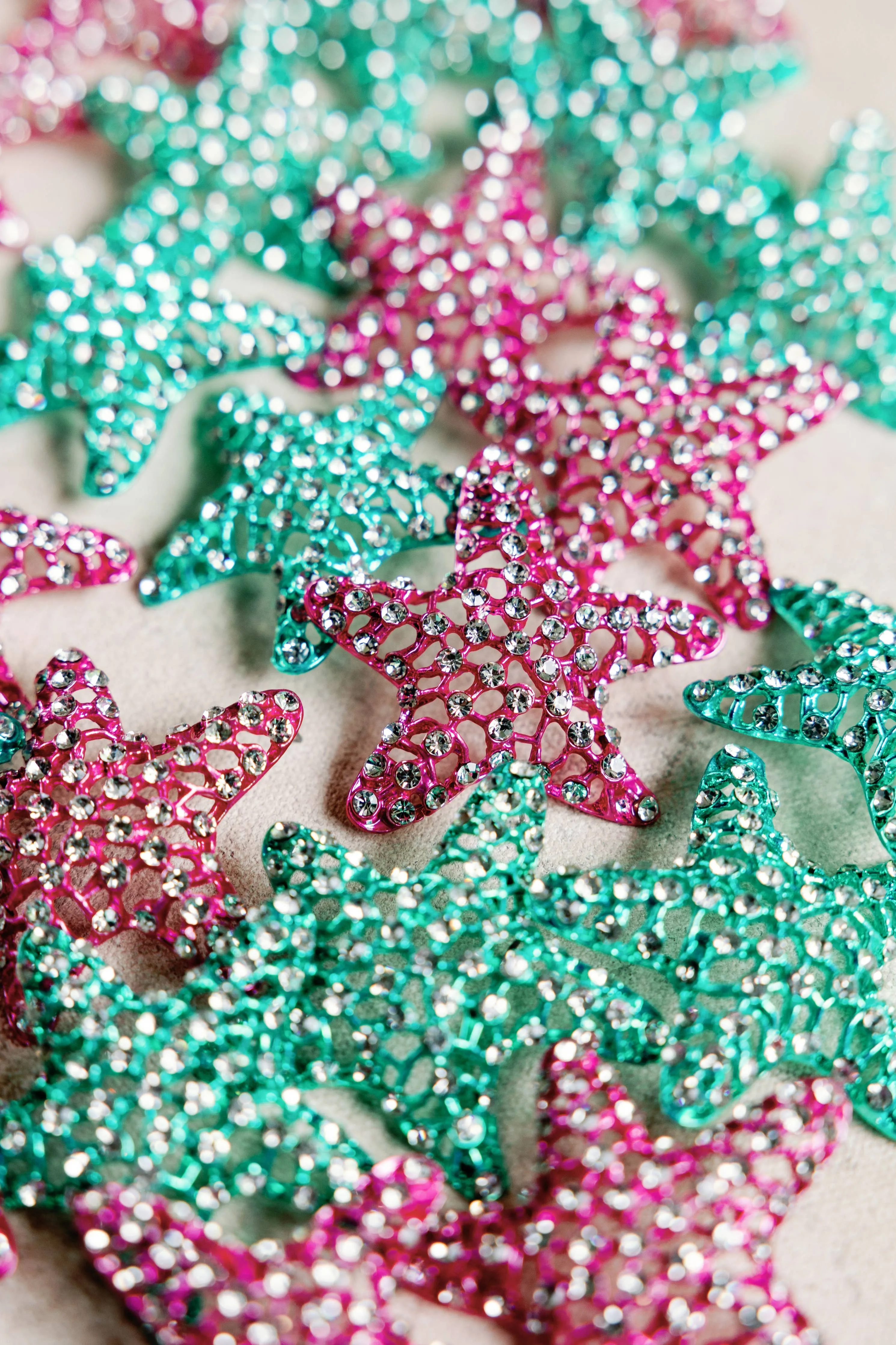 Pink Rhinestone Starfish Statement Earrings