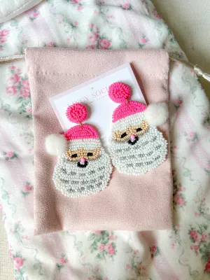 Pink Santa Earrings
