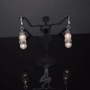 Pink shell Rhinestone Drop Earrings