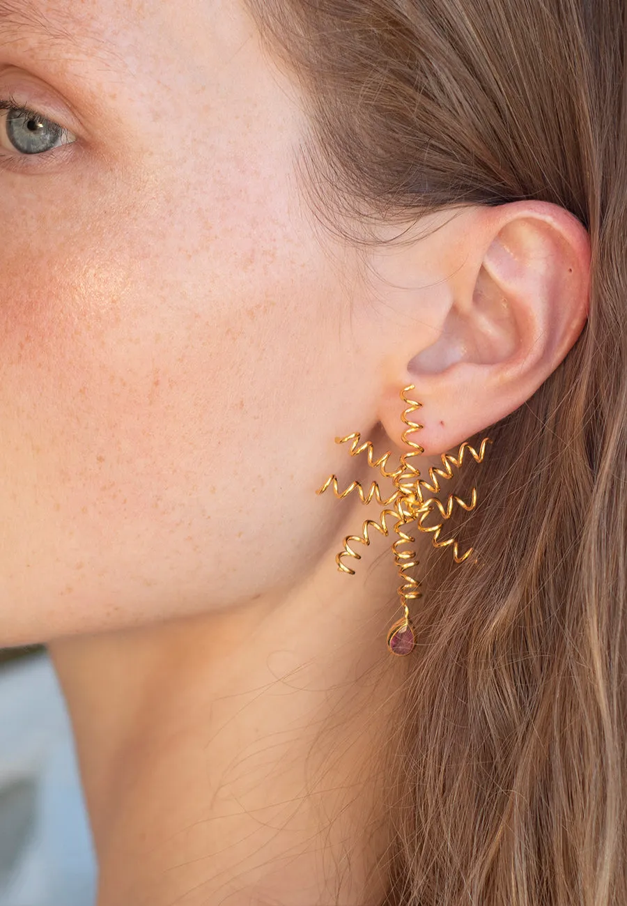 Pink Tourmaline Starfish Earrings