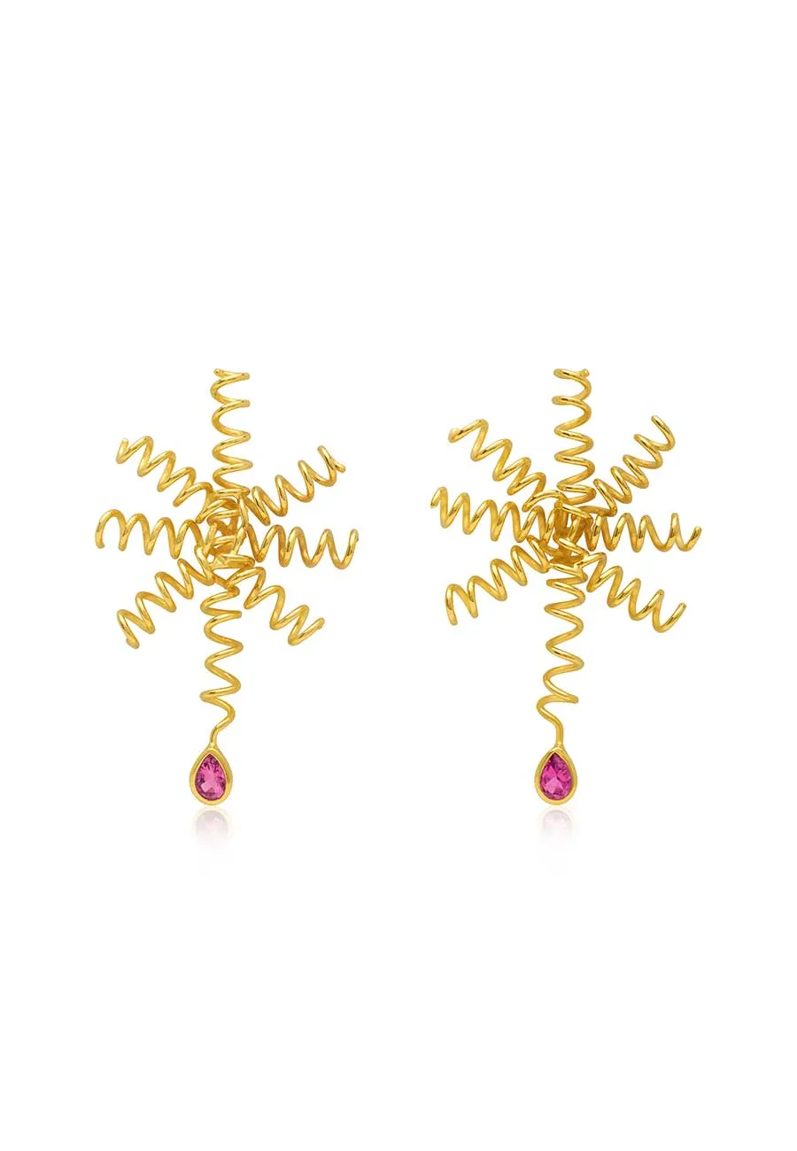 Pink Tourmaline Starfish Earrings