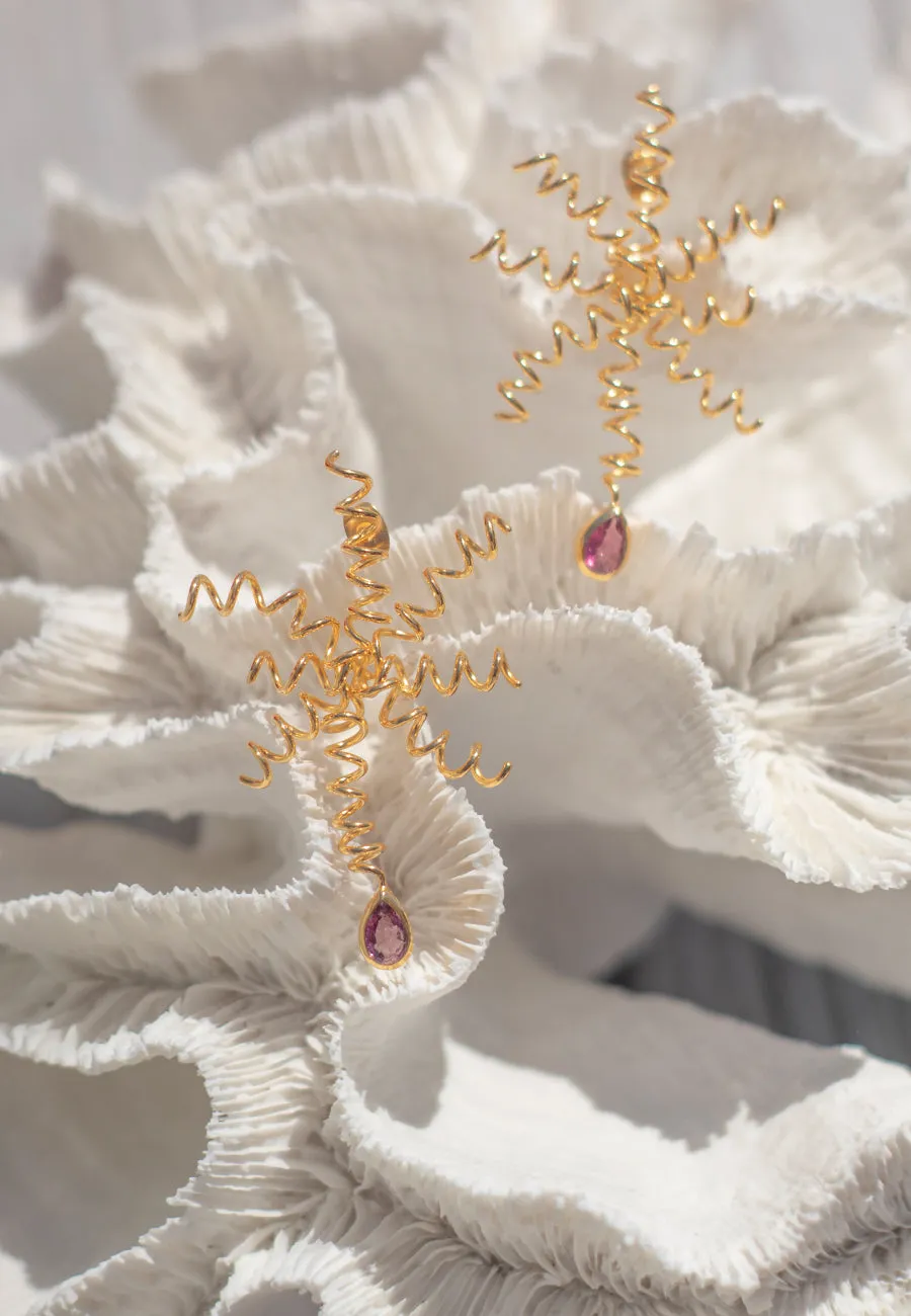Pink Tourmaline Starfish Earrings