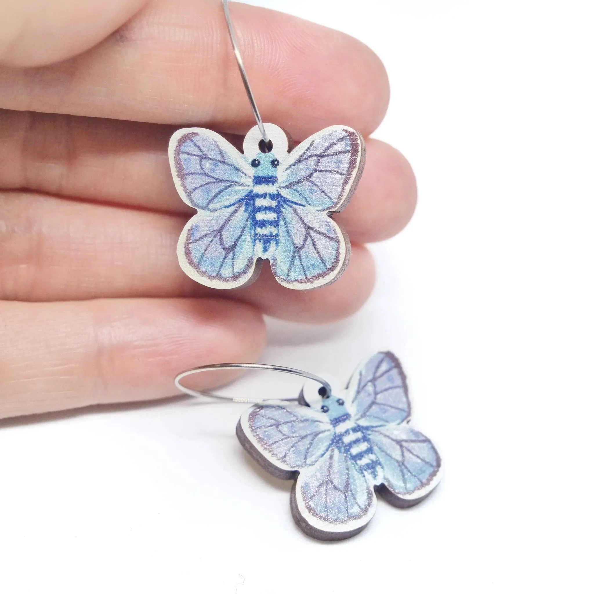 Pixie Nut Hoop Earrings flowers and insects