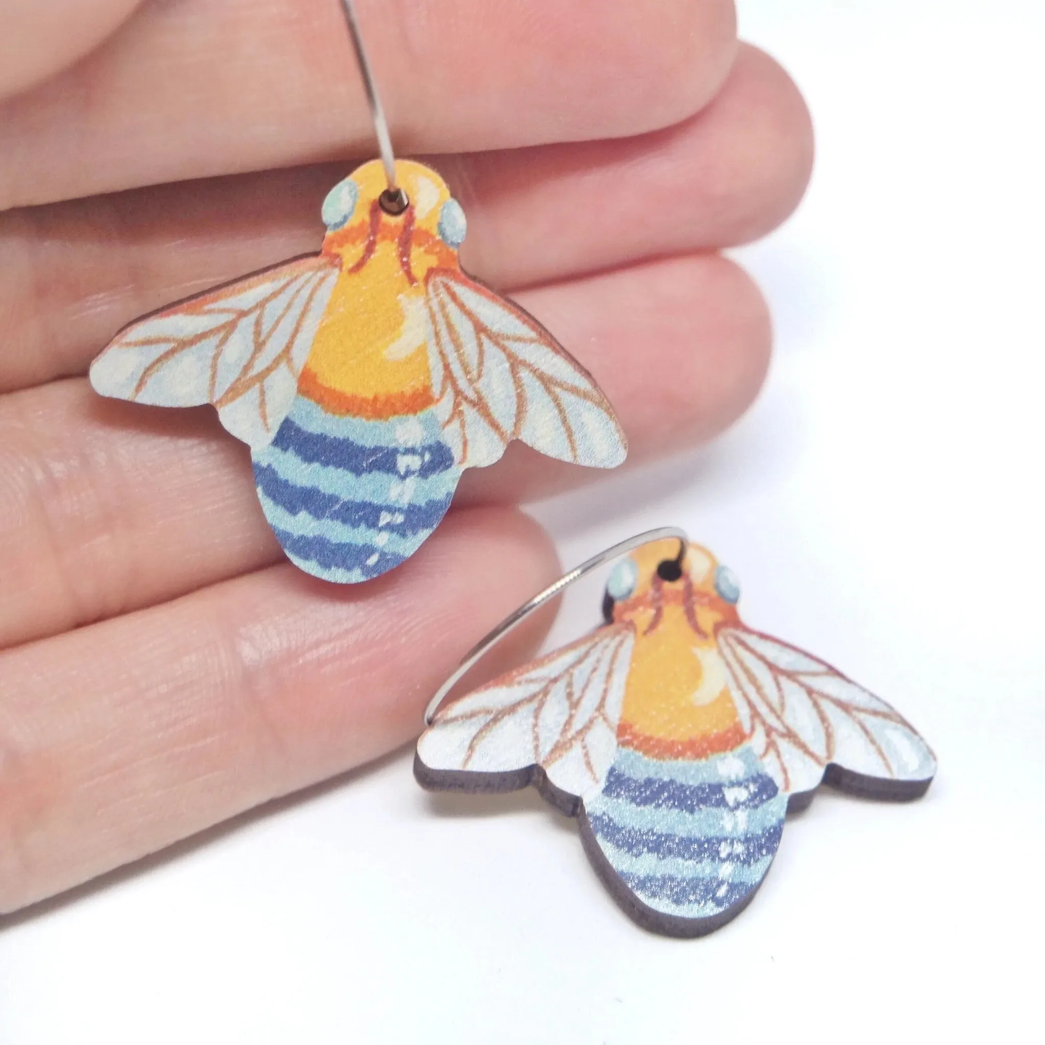 Pixie Nut Hoop Earrings flowers and insects