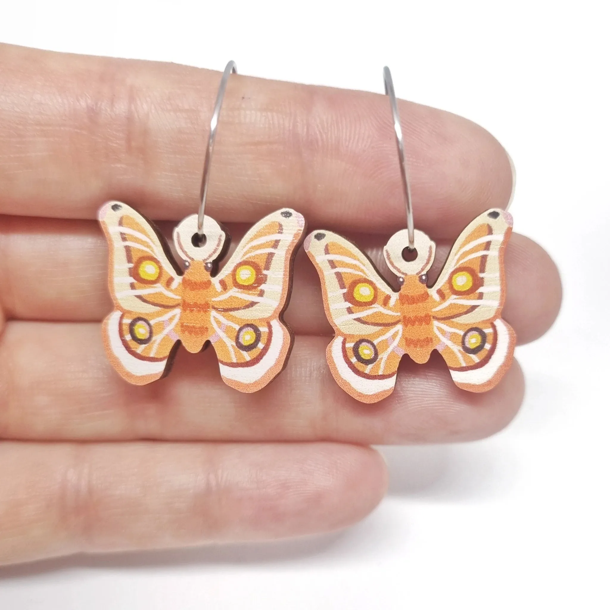 Pixie Nut Hoop Earrings flowers and insects