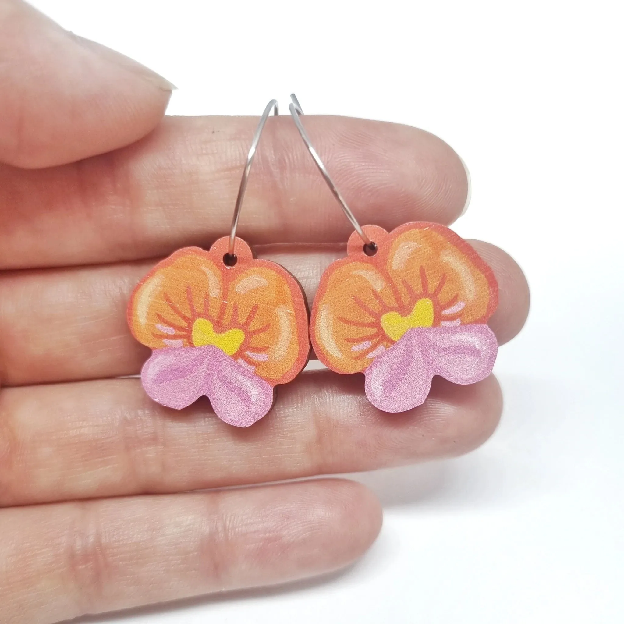 Pixie Nut Hoop Earrings flowers and insects