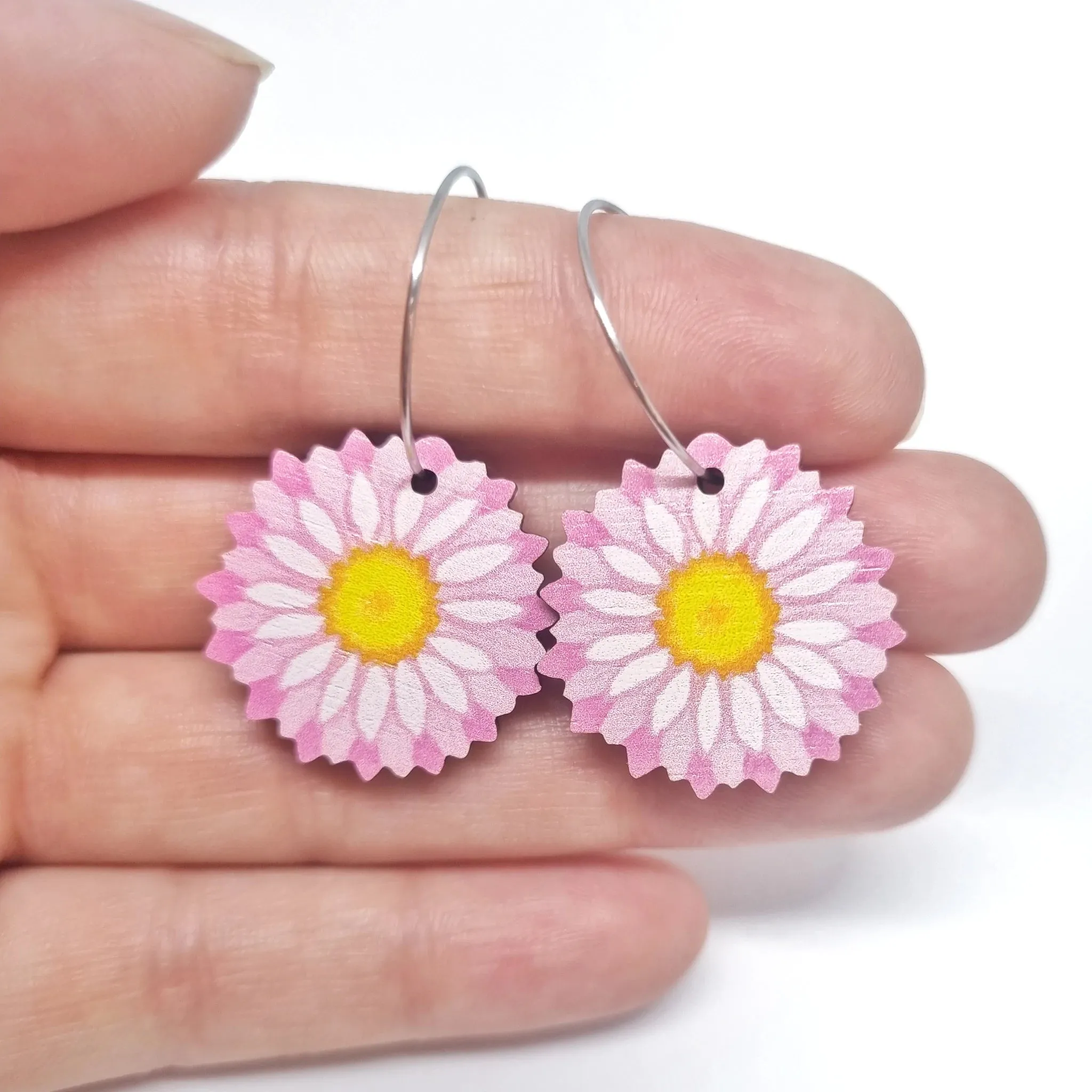 Pixie Nut Hoop Earrings flowers and insects