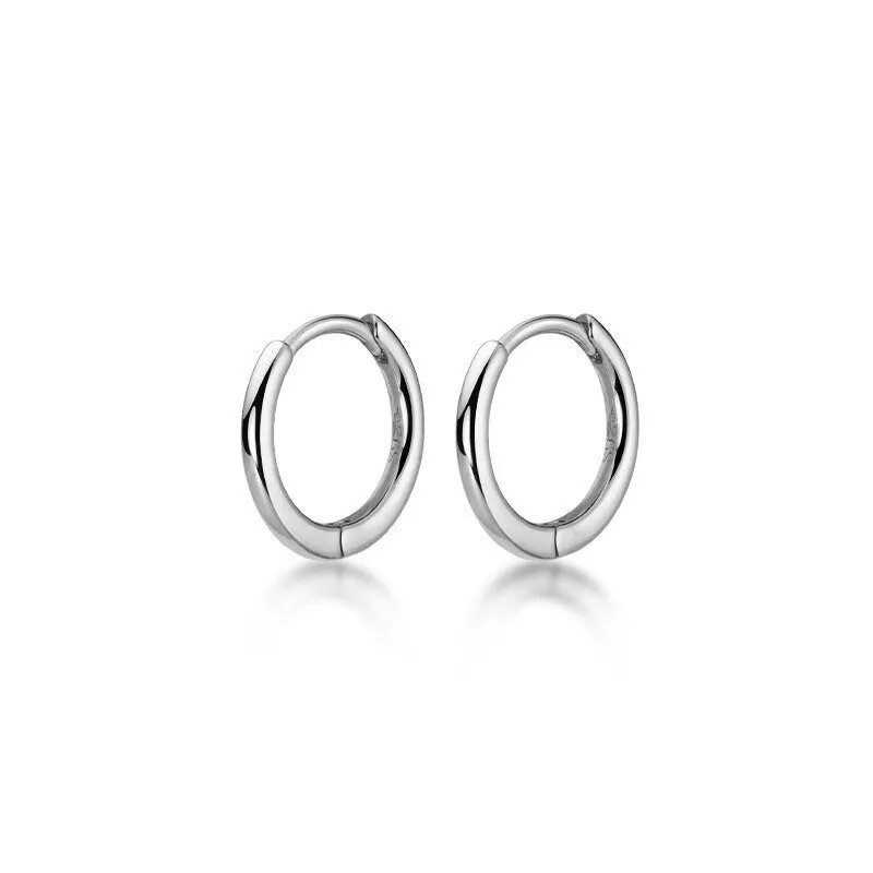 Plain Silver Tiny Small Medium Huggie Earrings-SH001