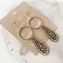 Pomagranate Wood Feather Earrings