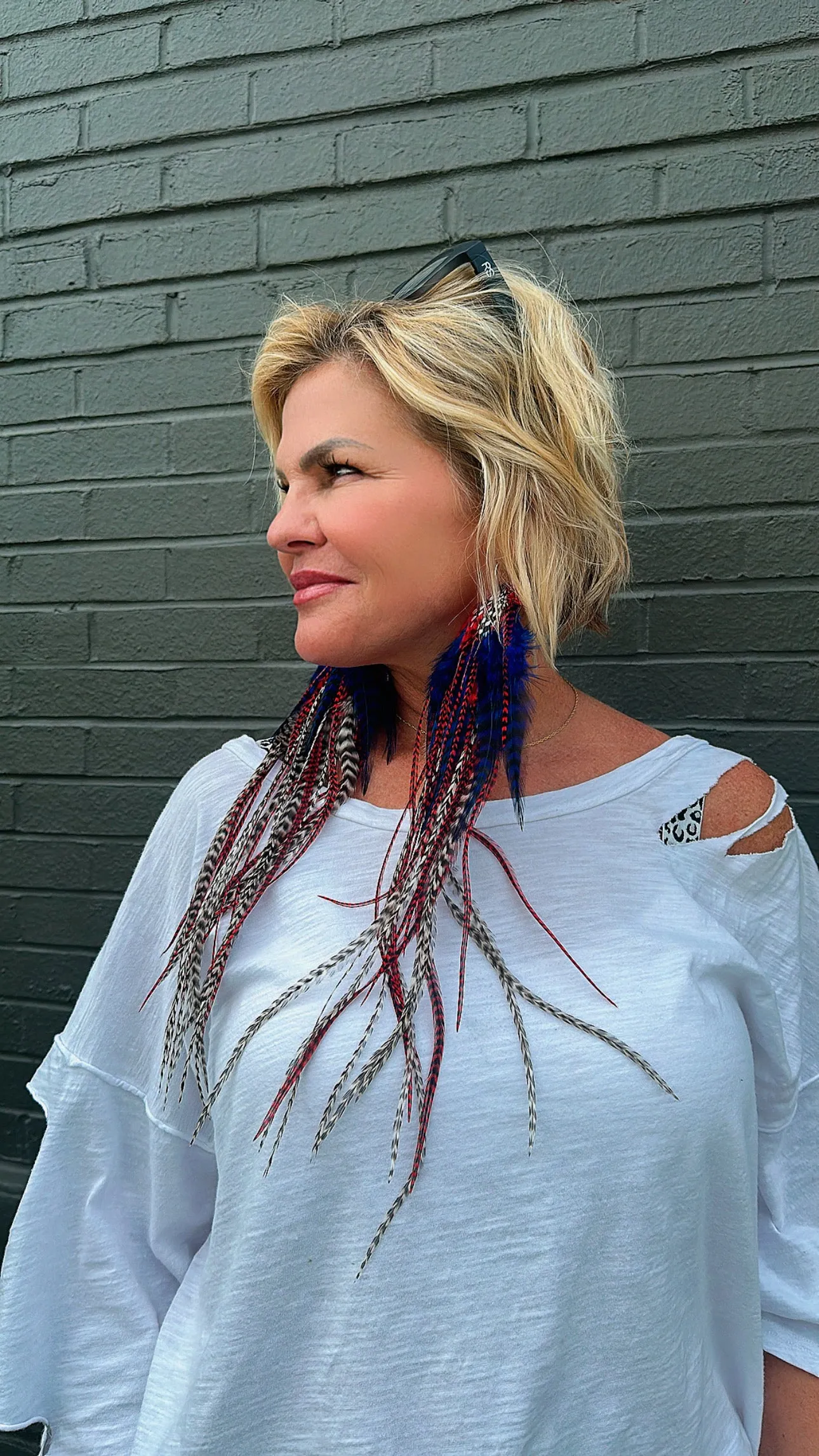 Posh Guinea Extra Long Feather Earrings