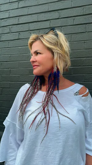 Posh Guinea Extra Long Feather Earrings