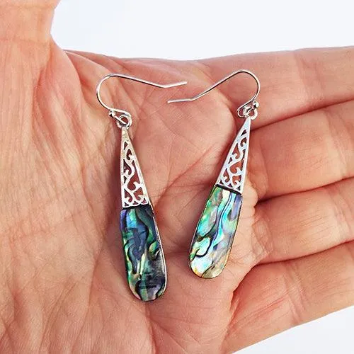 Pretty Filigree Paua Shell Earrings