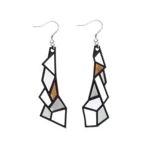 Prism Earrings, Silver & Gold