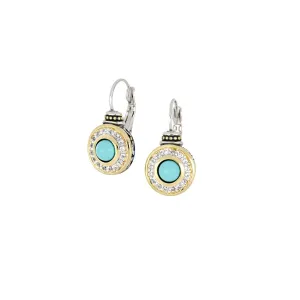 Pérola Pavé & Turquoise French Wire Earrings