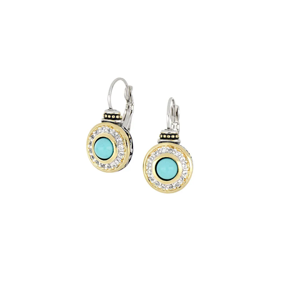 Pérola Pavé & Turquoise French Wire Earrings