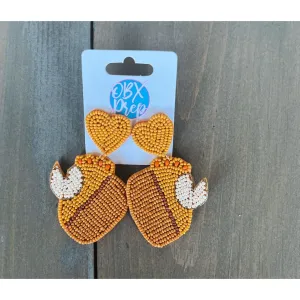 Pumpkin Pie Slice Seed Bead Dangle Earrings.