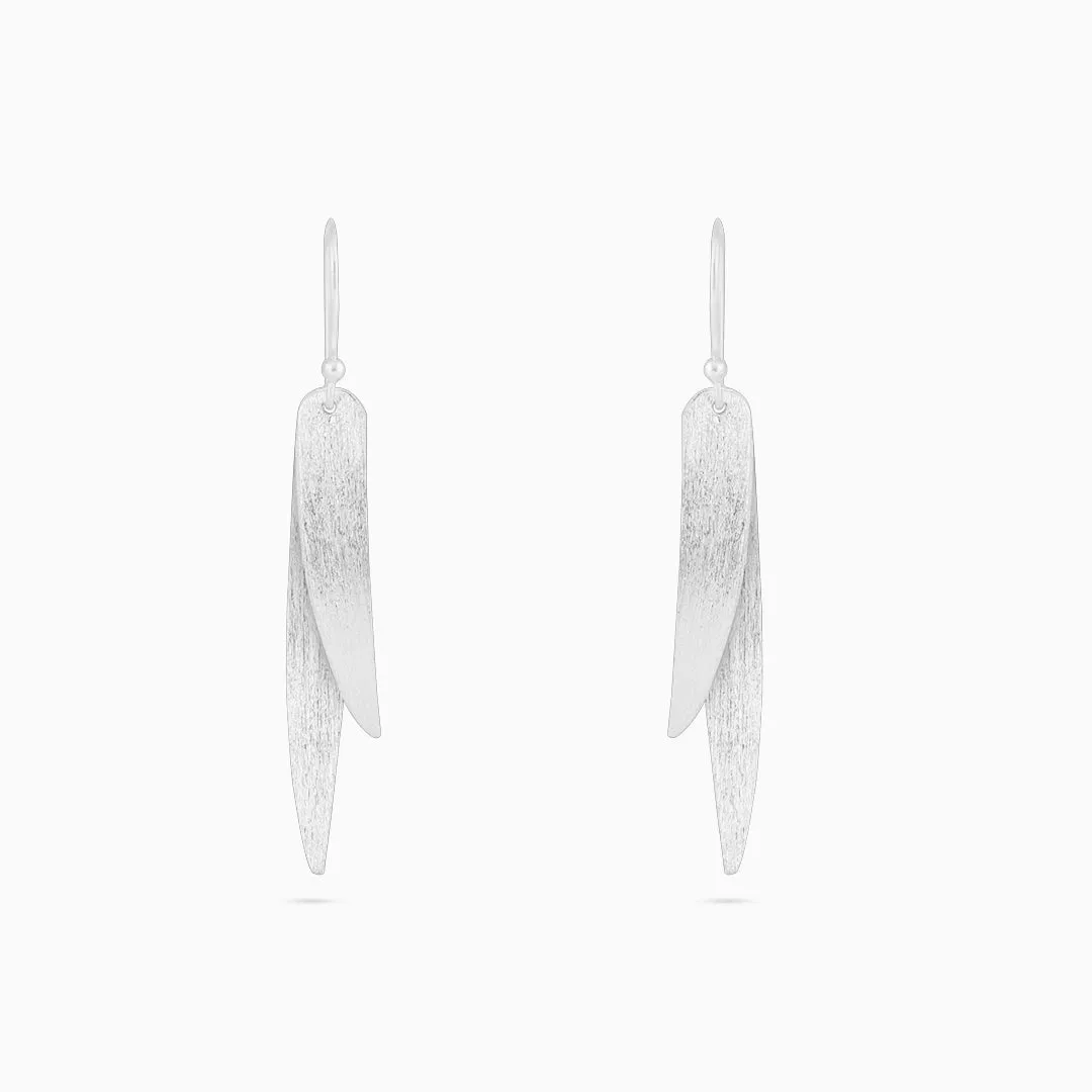 Pure Silver Earring - Long Feather Shaped Sleek