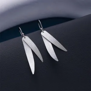 Pure Silver Earring - Long Feather Shaped Sleek