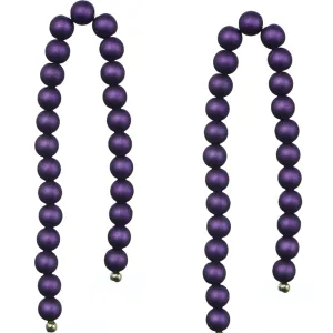 Purple Beaded Thread Dangle Earrings