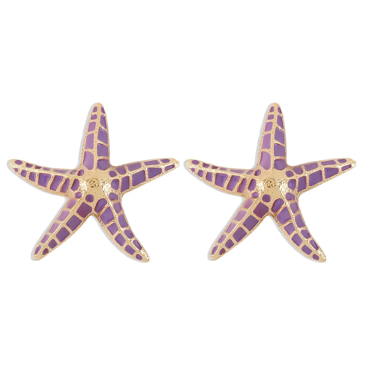 Purple Enamel & 18K Gold-Plated Starfish Stud Earrings