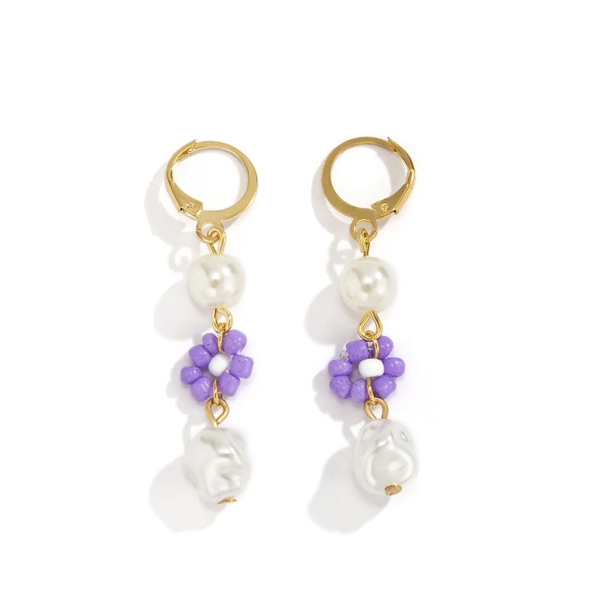 Purple Howlite & Pearl 18K Gold-Plated Drop Earrings
