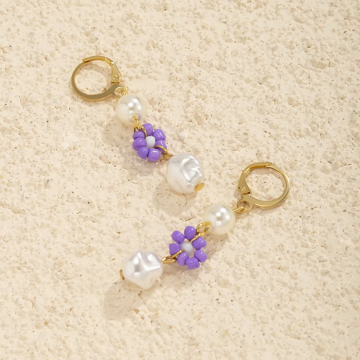 Purple Howlite & Pearl 18K Gold-Plated Drop Earrings