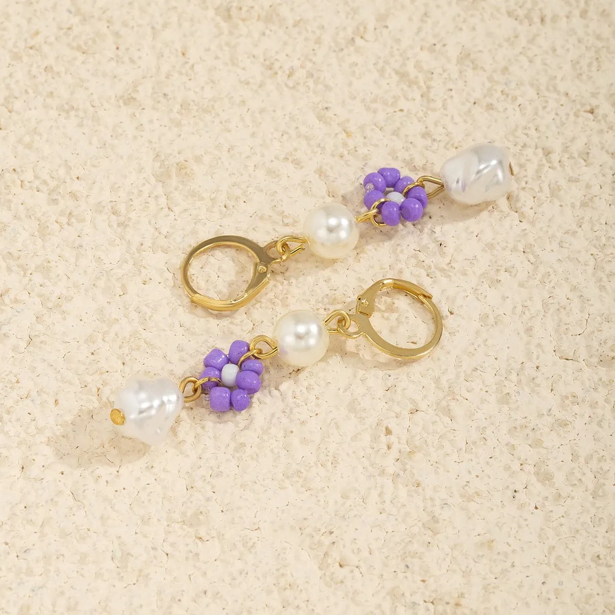 Purple Howlite & Pearl 18K Gold-Plated Drop Earrings