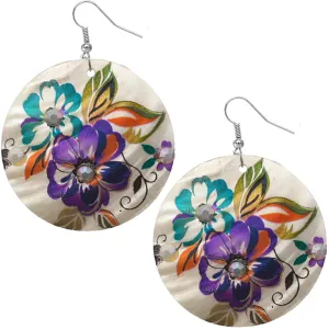 Purple Multicolor Floral Shell Earrings