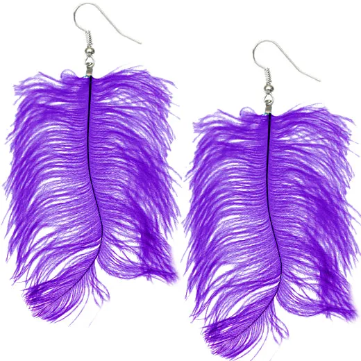 Purple Soft Shaft Feather Earrings