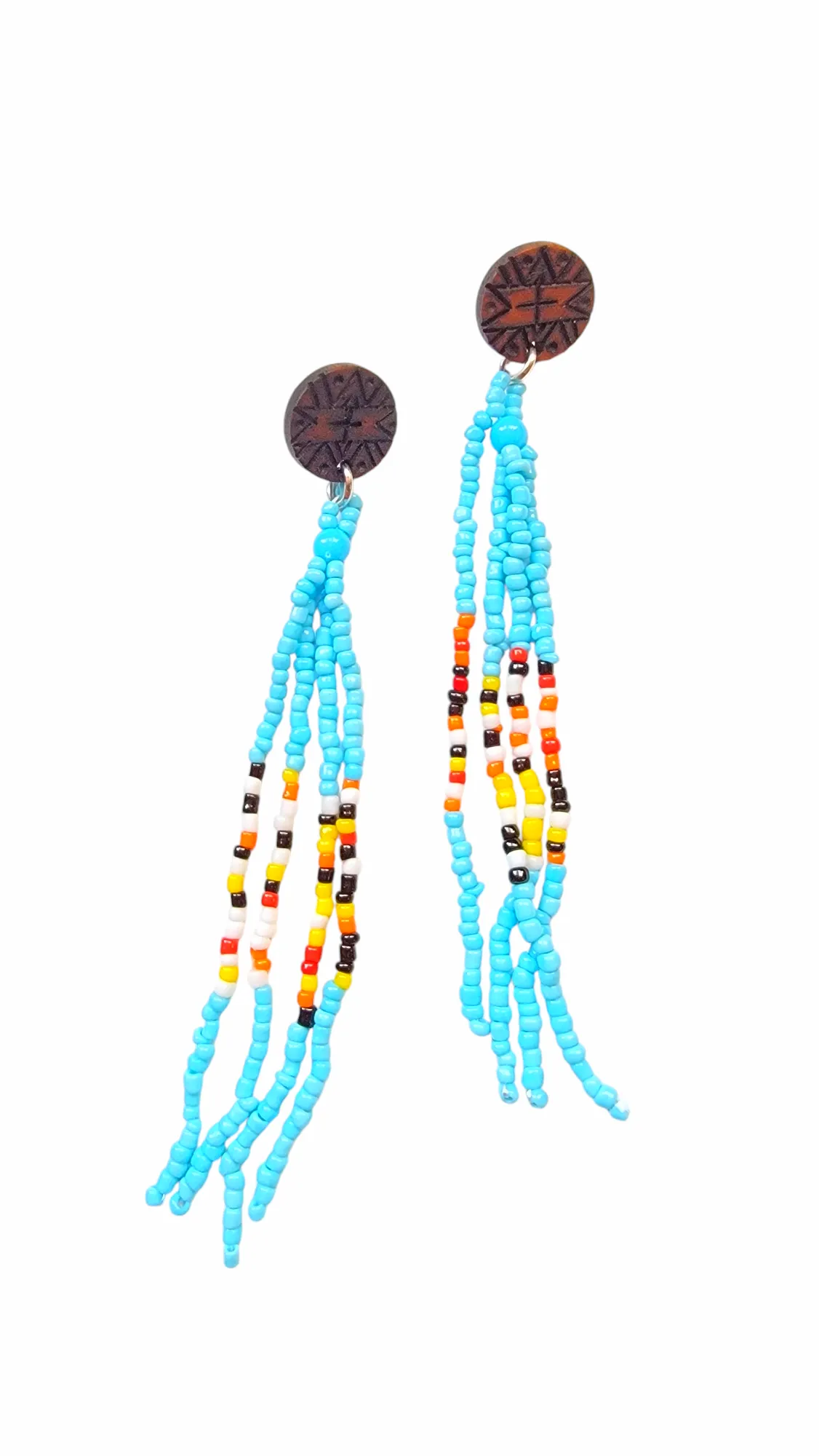 Pyro/Beaded/Wood Earrings