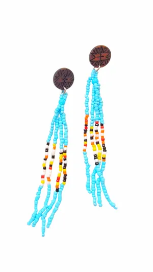 Pyro/Beaded/Wood Earrings