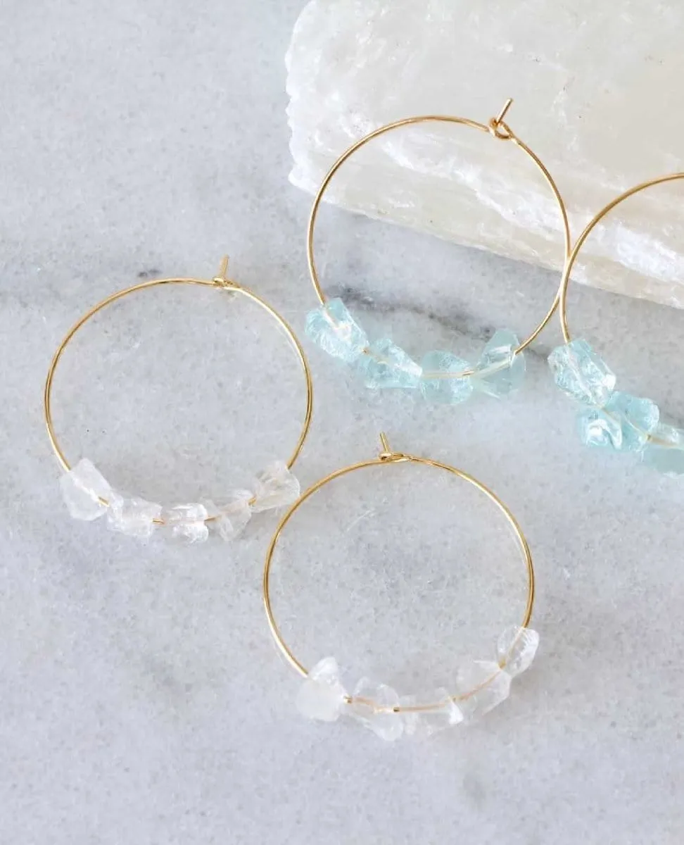 Quartz Nugget Hoop Earrings