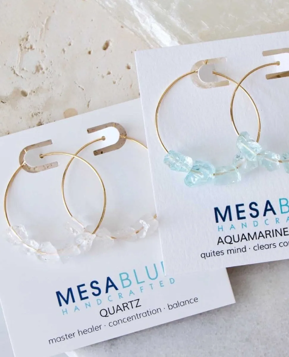 Quartz Nugget Hoop Earrings