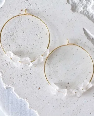 Quartz Nugget Hoop Earrings