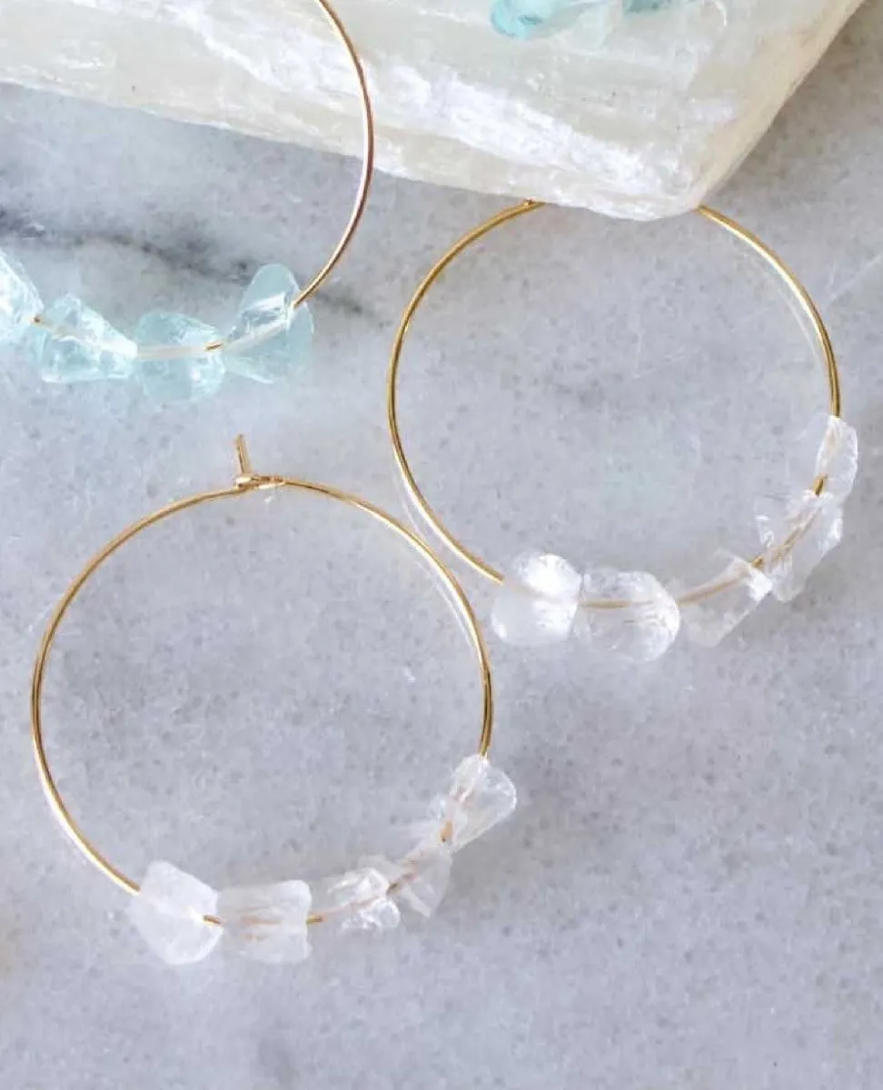 Quartz Nugget Hoop Earrings
