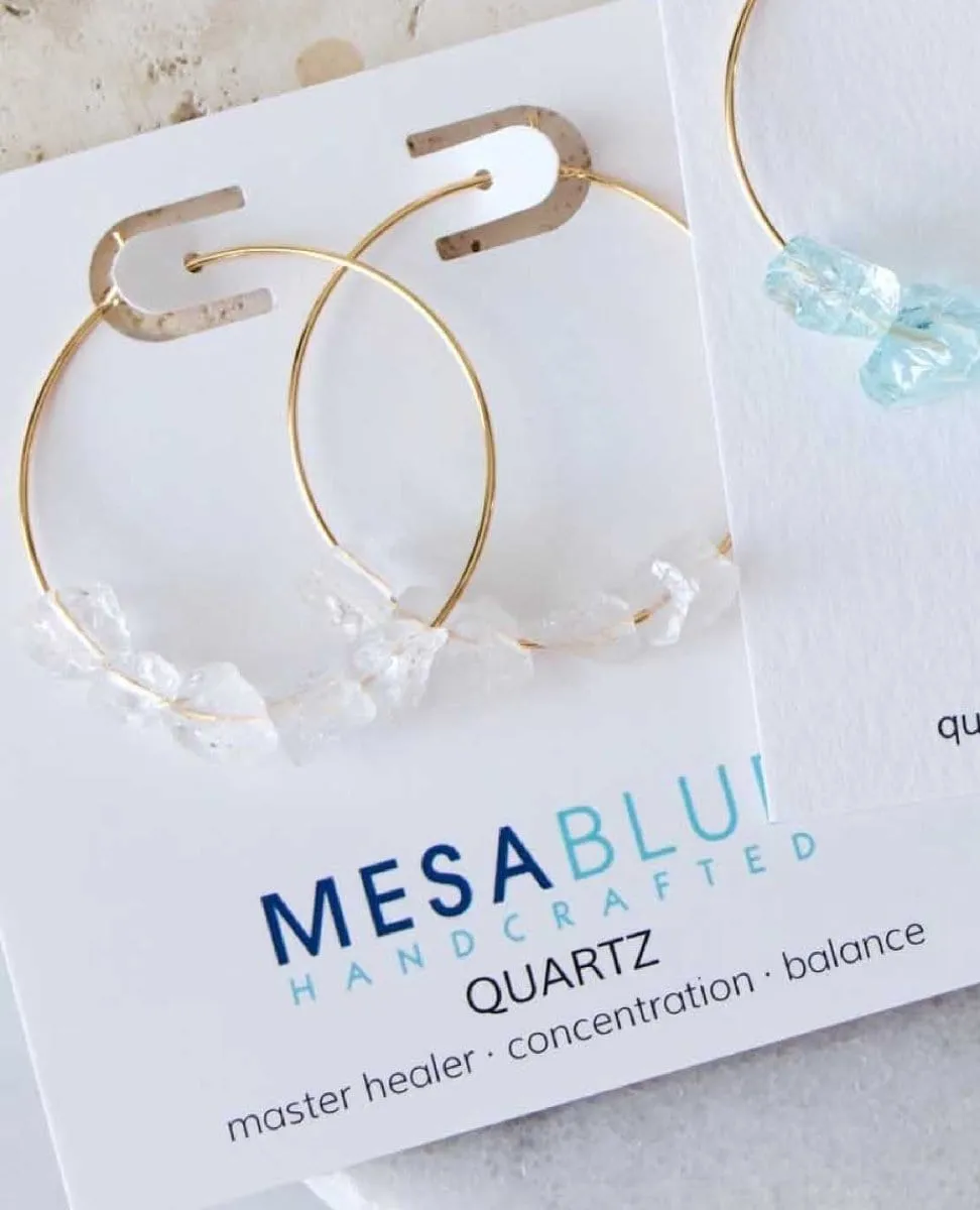 Quartz Nugget Hoop Earrings