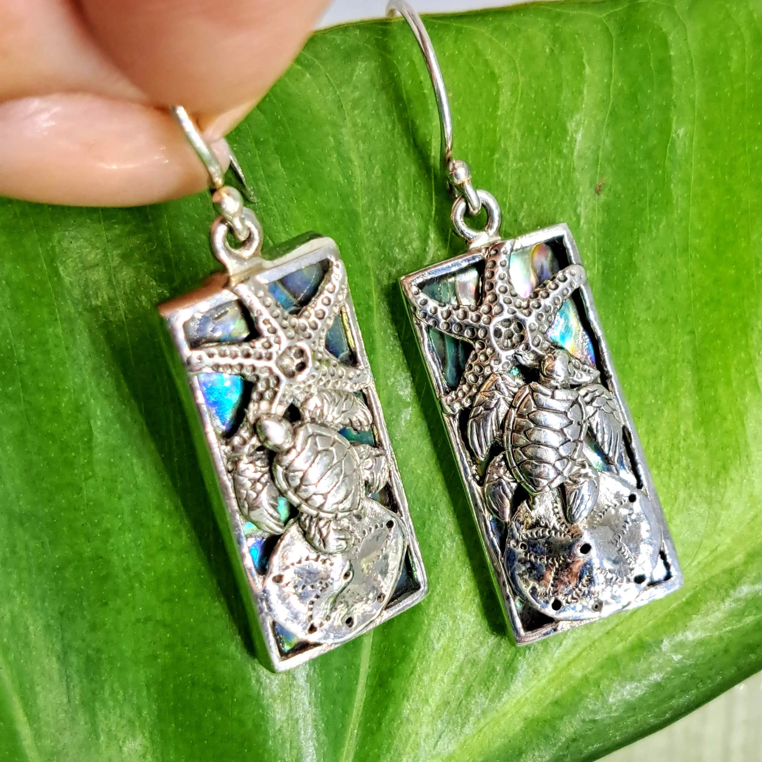 "She's Gonna Make It" 1.5" Earrings - Blue Paua Shell Mother Of Pearl, Sterling
