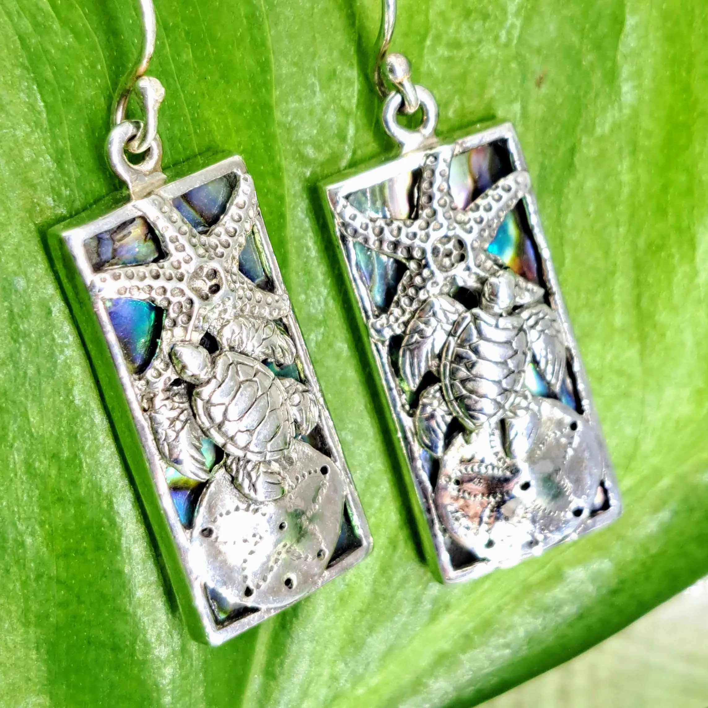 "She's Gonna Make It" 1.5" Earrings - Blue Paua Shell Mother Of Pearl, Sterling