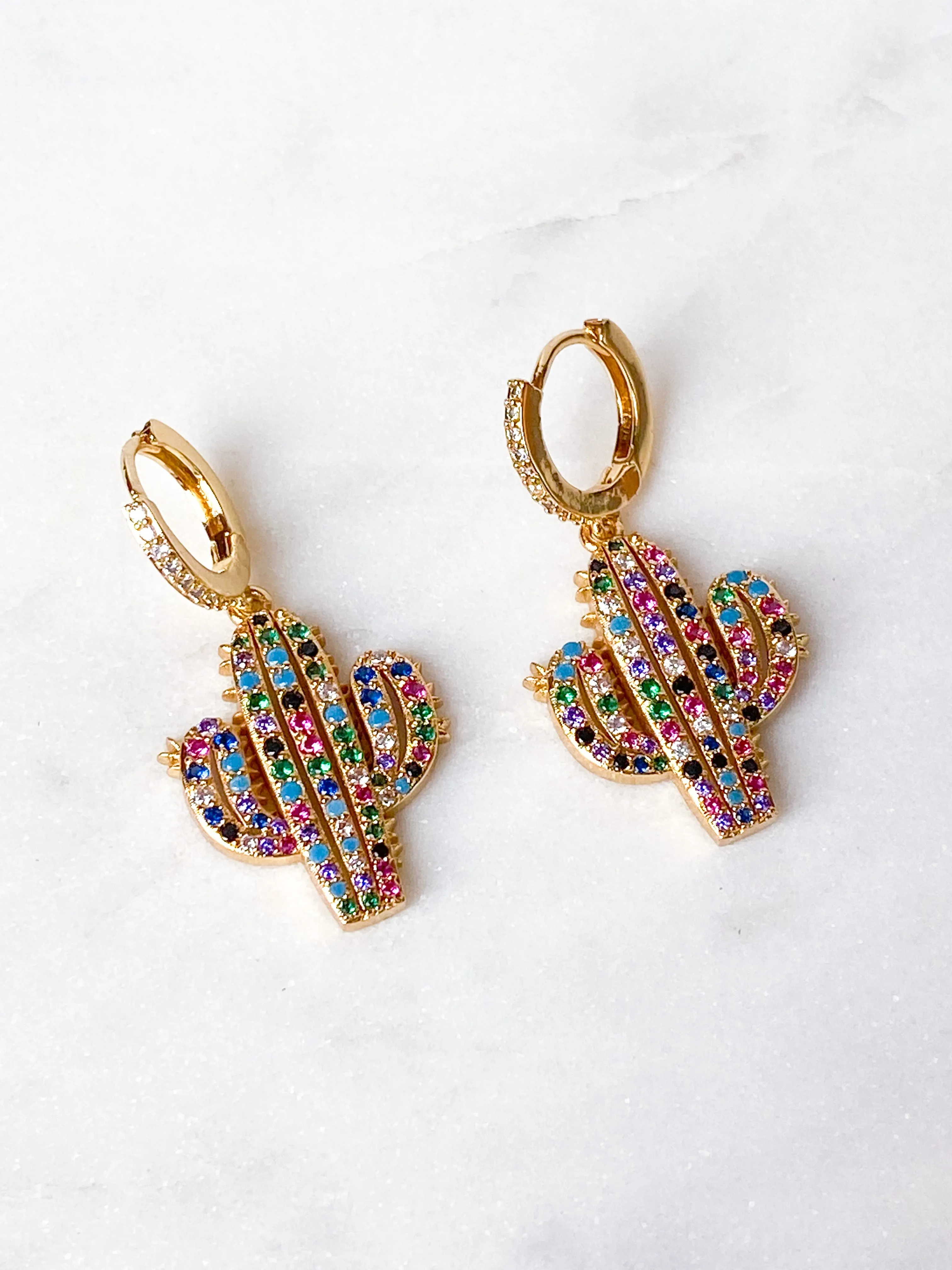 Rainbow Cactus Earrings