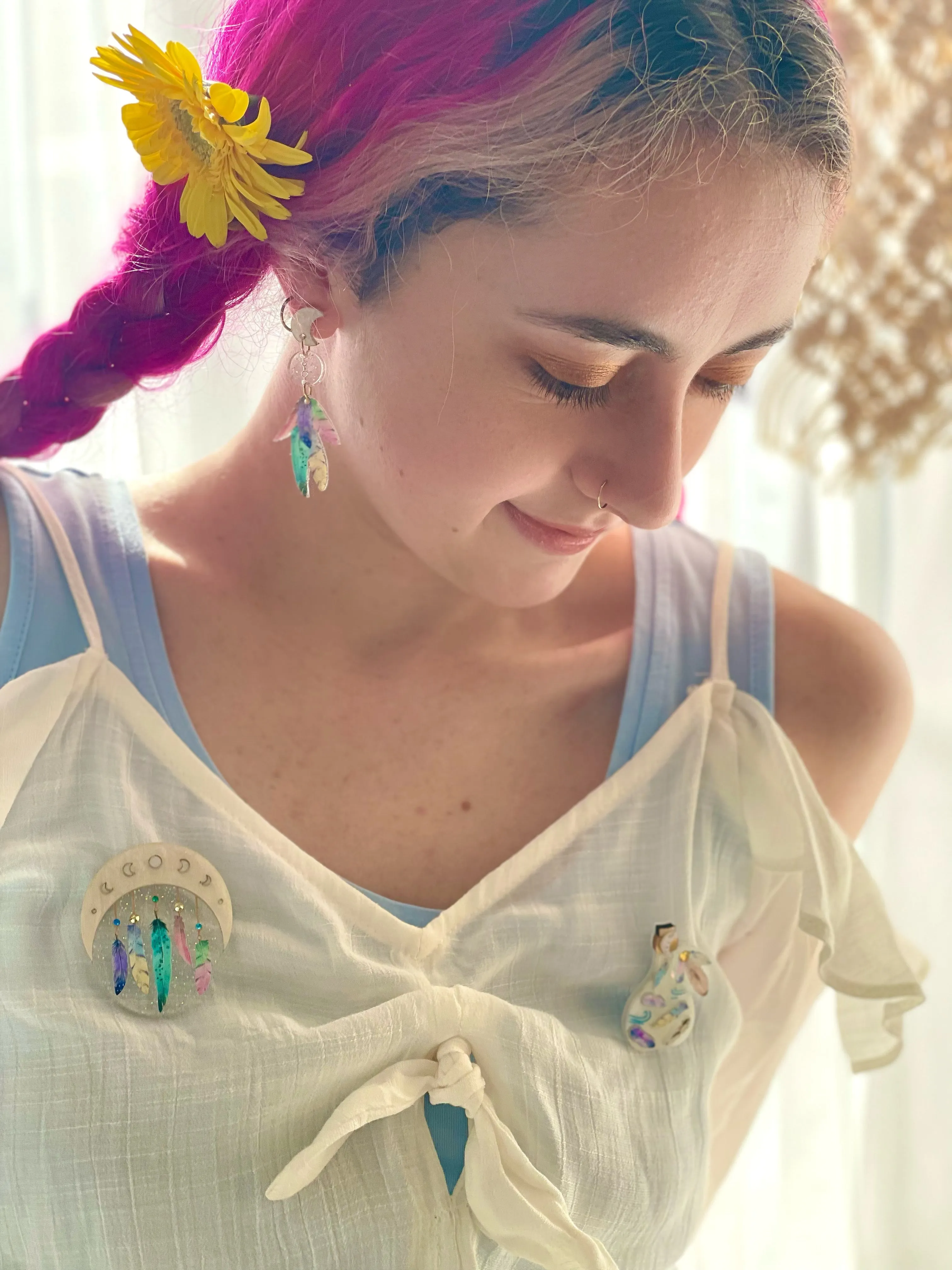 Rainbow feathers - Earrings