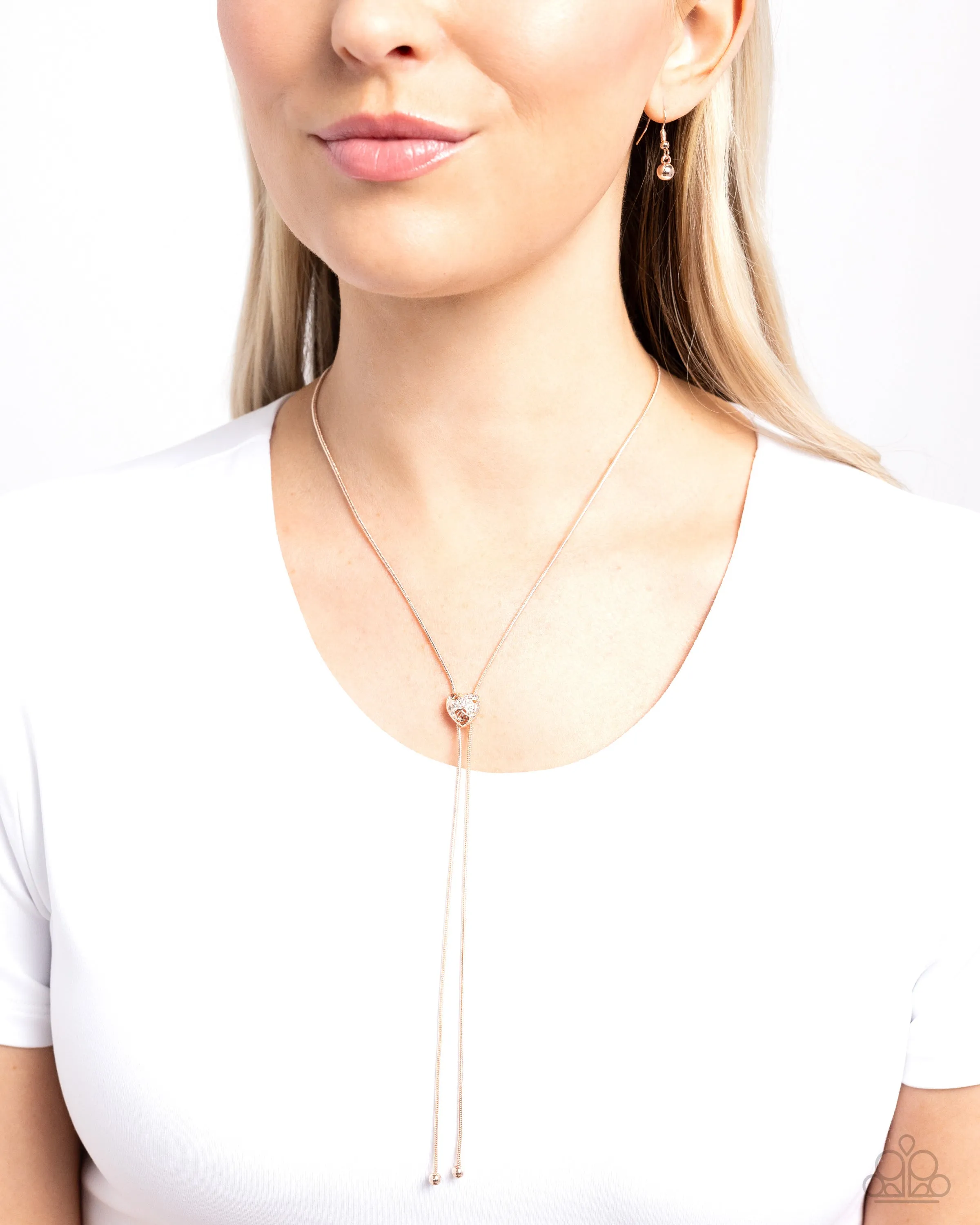 Raised Rose Rose Gold Necklace Paparazzi