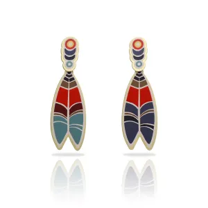 RAS Native Southwest Feather Gold Earrings