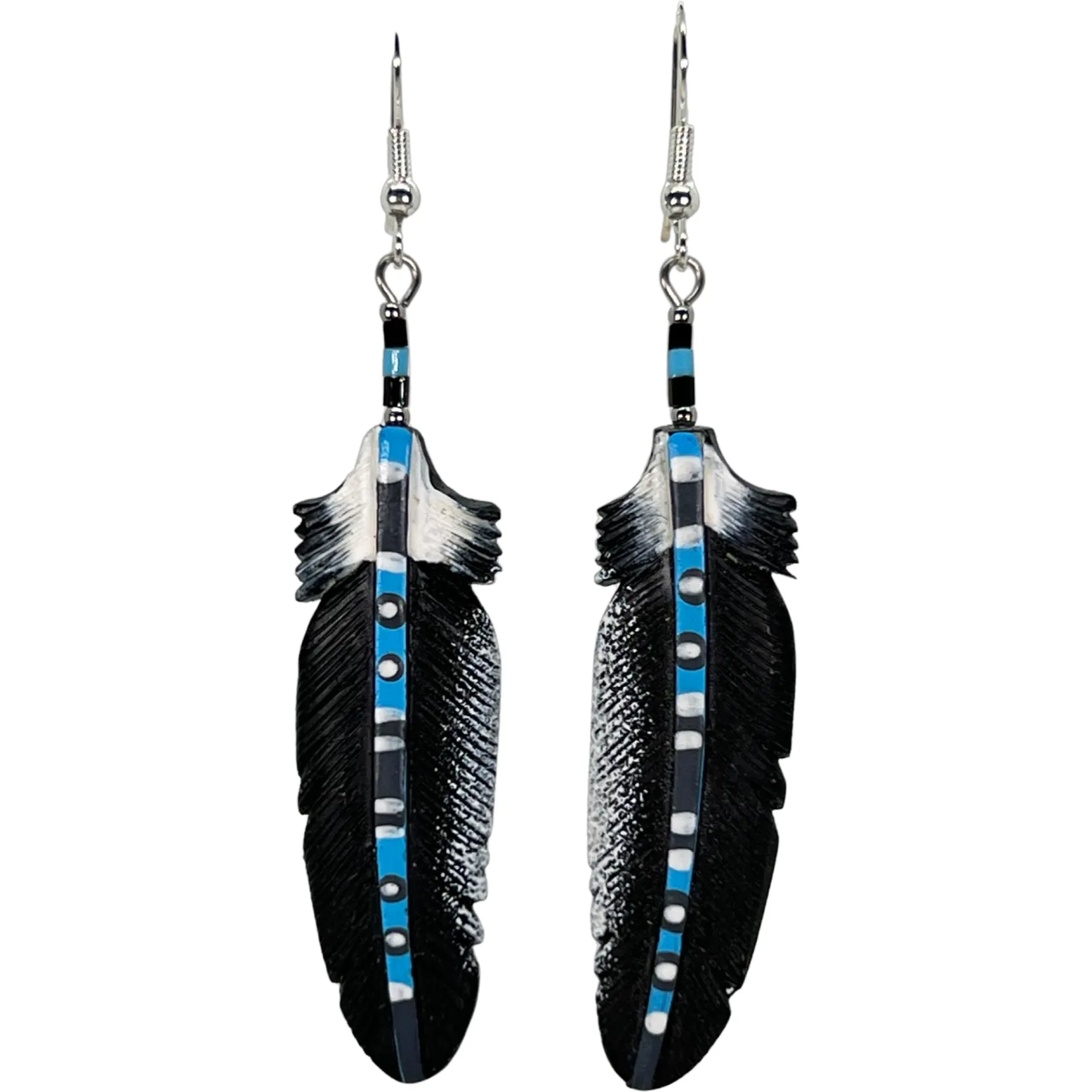 Raven Feather - Carved Bone Earrings